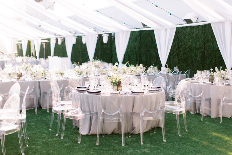 wedding reception guest seating on rooftop