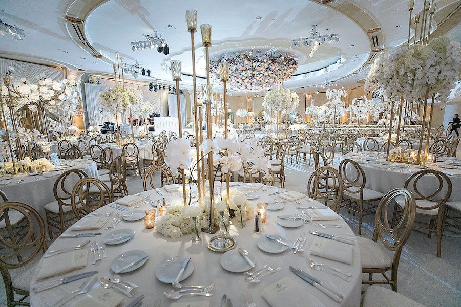 wedding reception in ballroom